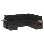 vidaXL Set de comedor de jardín 7 pzas y cojines ratán sintético negro