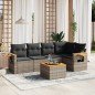vidaXL Set de muebles de jardín 6 pzas y cojines ratán sintético gris
