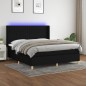 vidaXL Cama box spring colchón y luces LED tela negro 180x200 cm vidaXL Cama box spring colchón y luces LED tela negro 180x200 cm