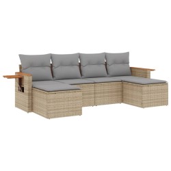 vidaXL Juego de sofás jardín con cojines 6 pzas ratán sintético beige