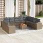 vidaXL Set de sofás de jardín 11pzas con cojines ratán sintético beige vidaXL Set de sofás de jardín 11pzas con cojines ratán sintético beige
