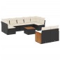 vidaXL Set de sofás de jardín 10 pzas cojines ratán sintético negro