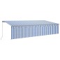 vidaXL Toldo retráctil manual con persiana azul y blanco 6x3 m vidaXL Toldo retráctil manual con persiana azul y blanco 6x3 m