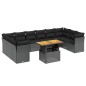 vidaXL Set de sofás de jardín 11 pzas y cojines ratán sintético negro vidaXL Set de sofás de jardín 11 pzas y cojines ratán sintético negro