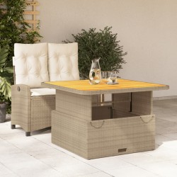 vidaXL Set comedor de jardín 2 pzas con cojines ratán sintético beige