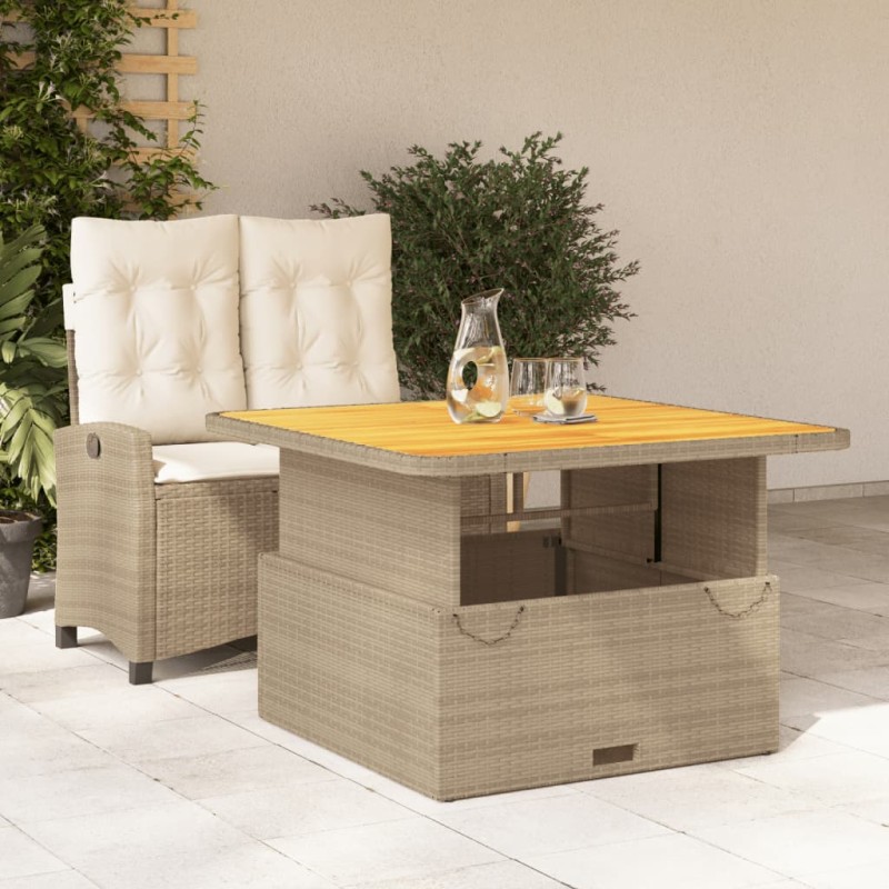 vidaXL Set comedor de jardín 2 pzas con cojines ratán sintético beige vidaXL Set comedor de jardín 2 pzas con cojines ratán sintético beige