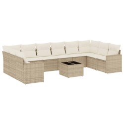 vidaXL Set de sofás de jardín 11pzas con cojines ratán sintético beige