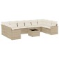 vidaXL Set de sofás de jardín 11pzas con cojines ratán sintético beige vidaXL Set de sofás de jardín 11pzas con cojines ratán sintético beige