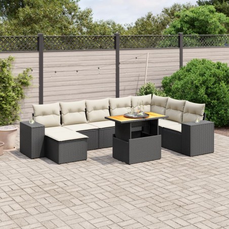 vidaXL Set de sofás de jardín 8 piezas y cojines ratán sintético negro