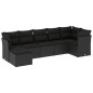 vidaXL Set de comedor de jardín 7 pzas y cojines ratán sintético negro vidaXL Set de comedor de jardín 7 pzas y cojines ratán sintético negro