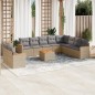 vidaXL Set de sofás de jardín 11pzas con cojines ratán sintético beige