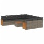 vidaXL Set de sofás de jardín 12 pzas con cojines ratán sintético gris