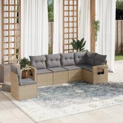 vidaXL Juego de sofás jardín con cojines 6 pzas ratán sintético beige