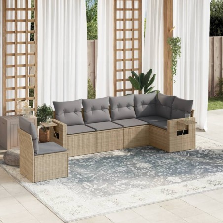 vidaXL Juego de sofás jardín con cojines 6 pzas ratán sintético beige