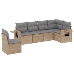 vidaXL Juego de sofás jardín con cojines 6 pzas ratán sintético beige