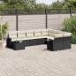 vidaXL Set de sofás de jardín 10 pzas cojines ratán sintético negro vidaXL Set de sofás de jardín 10 pzas cojines ratán sintético negro