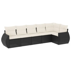 vidaXL Set de sofás de jardín 6 piezas y cojines ratán sintético negro