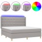 vidaXL Cama box spring colchón y luces LED tela gris claro 160x200 cm vidaXL Cama box spring colchón y luces LED tela gris claro 160x200 cm