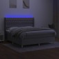 vidaXL Cama box spring colchón y luces LED tela gris claro 160x200 cm vidaXL Cama box spring colchón y luces LED tela gris claro 160x200 cm