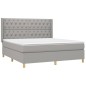 vidaXL Cama box spring colchón y luces LED tela gris claro 160x200 cm vidaXL Cama box spring colchón y luces LED tela gris claro 160x200 cm