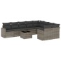 vidaXL Set de sofás de jardín 10 pzas con cojines ratán sintético gris vidaXL Set de sofás de jardín 10 pzas con cojines ratán sintético gris