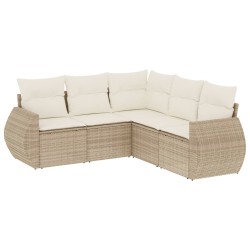 vidaXL Juego de sofás jardín con cojines 5 pzas ratán sintético beige