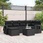 vidaXL Set de comedor de jardín 7 pzas y cojines ratán sintético negro vidaXL Set de comedor de jardín 7 pzas y cojines ratán sintético negro
