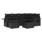 vidaXL Set de comedor de jardín 7 pzas y cojines ratán sintético negro vidaXL Set de comedor de jardín 7 pzas y cojines ratán sintético negro