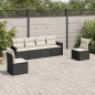 vidaXL Set de sofás de jardín 6 piezas y cojines ratán sintético negro vidaXL Set de sofás de jardín 6 piezas y cojines ratán sintético negro