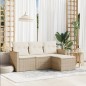 vidaXL Juego de sofás jardín con cojines 4 pzas ratán sintético beige vidaXL Juego de sofás jardín con cojines 4 pzas ratán sintético beige