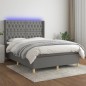 vidaXL Cama box spring colchón y luces LED tela gris oscuro 140x190 cm vidaXL Cama box spring colchón y luces LED tela gris oscuro 140x190 cm