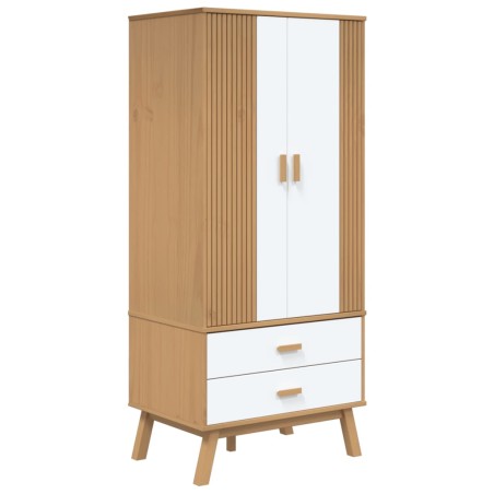 vidaXL Armario OLDEN madera maciza pino blanco y marrón 76,5x53x172 cm