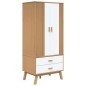 vidaXL Armario OLDEN madera maciza pino blanco y marrón 76,5x53x172 cm