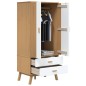 vidaXL Armario OLDEN madera maciza pino blanco y marrón 76,5x53x172 cm