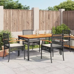 vidaXL Set de muebles jardín 5 pzas con cojines ratán sintético negro