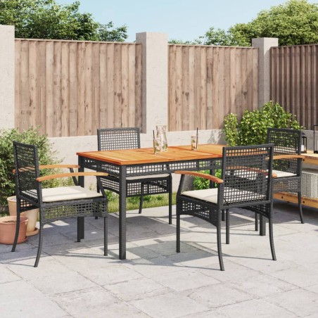 vidaXL Set de muebles jardín 5 pzas con cojines ratán sintético negro