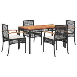 vidaXL Set de muebles jardín 5 pzas con cojines ratán sintético negro