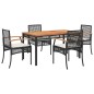 vidaXL Set de muebles jardín 5 pzas con cojines ratán sintético negro vidaXL Set de muebles jardín 5 pzas con cojines ratán sintético negro