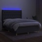 vidaXL Cama box spring colchón y luces LED tela gris oscuro 140x190 cm vidaXL Cama box spring colchón y luces LED tela gris oscuro 140x190 cm