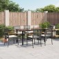 vidaXL Set de comedor de jardín 7 pzas y cojines ratán sintético negro vidaXL Set de comedor de jardín 7 pzas y cojines ratán sintético negro