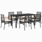 vidaXL Set de comedor de jardín 7 pzas y cojines ratán sintético negro vidaXL Set de comedor de jardín 7 pzas y cojines ratán sintético negro
