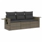 vidaXL Set de sofá de jardín 3 pzas y cojines ratán sintético gris vidaXL Set de sofá de jardín 3 pzas y cojines ratán sintético gris