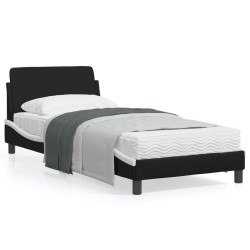 vidaXL Cama con cabecero cuero sintético negro y blanco 80x200 cm