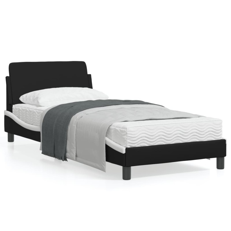 vidaXL Cama con cabecero cuero sintético negro y blanco 80x200 cm