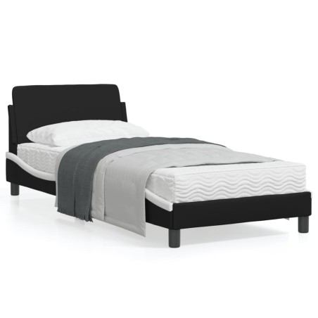 vidaXL Cama con cabecero cuero sintético negro y blanco 80x200 cm