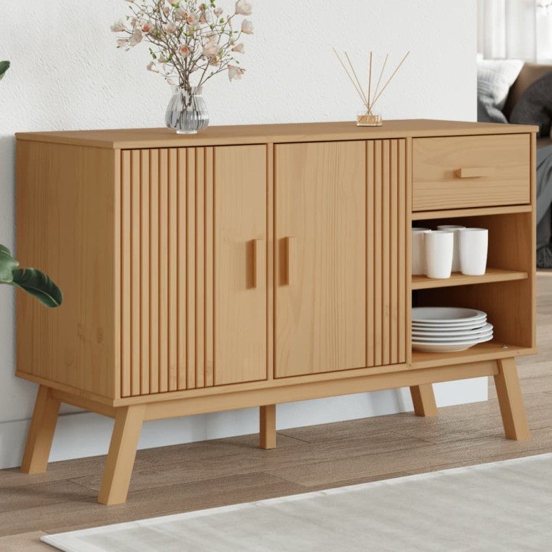 vidaXL Aparador OLDEN madera maciza de pino marrón 114x43x73,5 cm vidaXL Aparador OLDEN madera maciza de pino marrón 114x43x73,5 cm