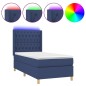 vidaXL Cama box spring colchón y luces LED tela azul 90x190 cm vidaXL Cama box spring colchón y luces LED tela azul 90x190 cm