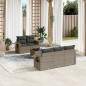 vidaXL Set de muebles de jardín 6 pzas y cojines ratán sintético gris vidaXL Set de muebles de jardín 6 pzas y cojines ratán sintético gris