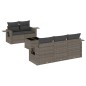vidaXL Set de muebles de jardín 6 pzas y cojines ratán sintético gris vidaXL Set de muebles de jardín 6 pzas y cojines ratán sintético gris