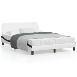 vidaXL Estructura de cama con cabecero cuero sintético blanco y negro